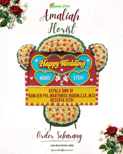 Karangan Papan Bunga Pernikahan di Kuta Jaya